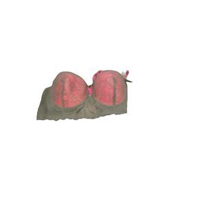 Hers By Herman Womens Gray Pink Padded Floral Lace Lingerie Bra Size 34C